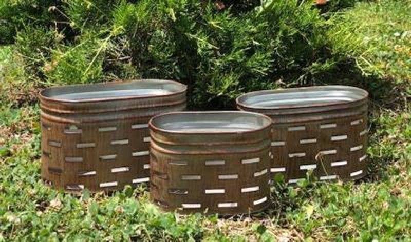 DNS Designs - Wholesale Bucket/Pail - Copper Finish Oval Container (Set of 3)0