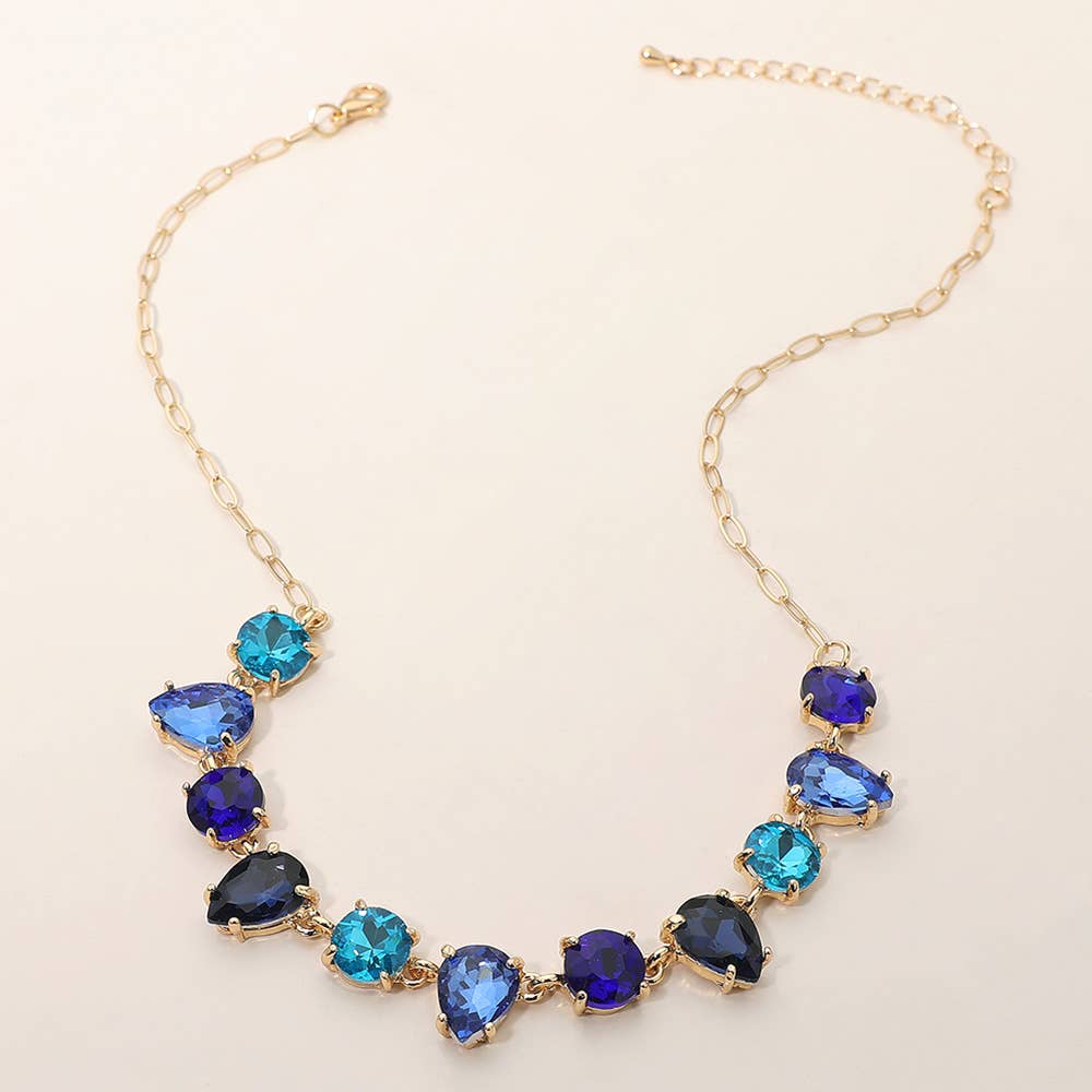 Sensibling Corp. – wholesale Pendant/charm necklace – Cushion Teardrop Round Oval Stone Link Evening Necklace15