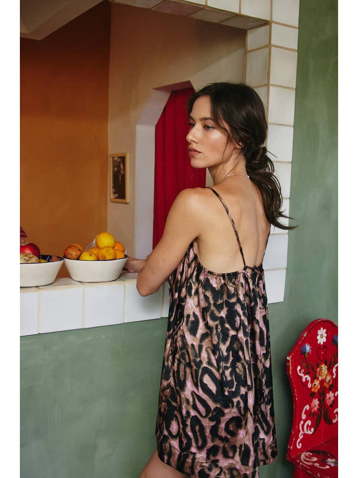 Leopard Satin Effect Camisole Mini Dress for wholesale on Faire