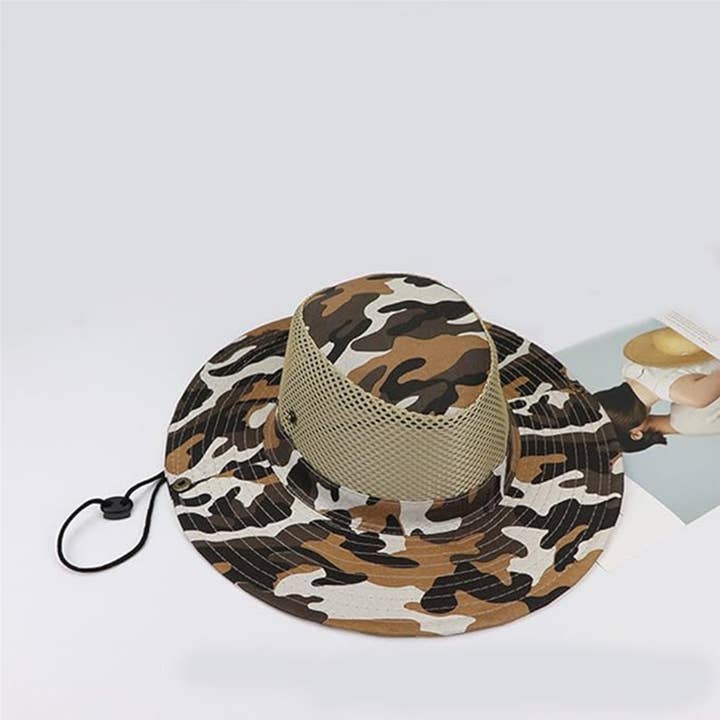 Tsyware - Wholesale Bucket Hat - Men's - Men Camouflage Hats Wide Full Brim Breathable Mesh Design