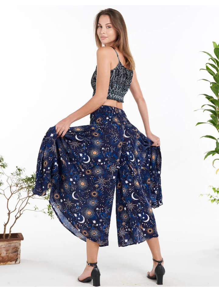 Blue RAYON PALAZZO PANT (TH-1867) for wholesale on Faire3