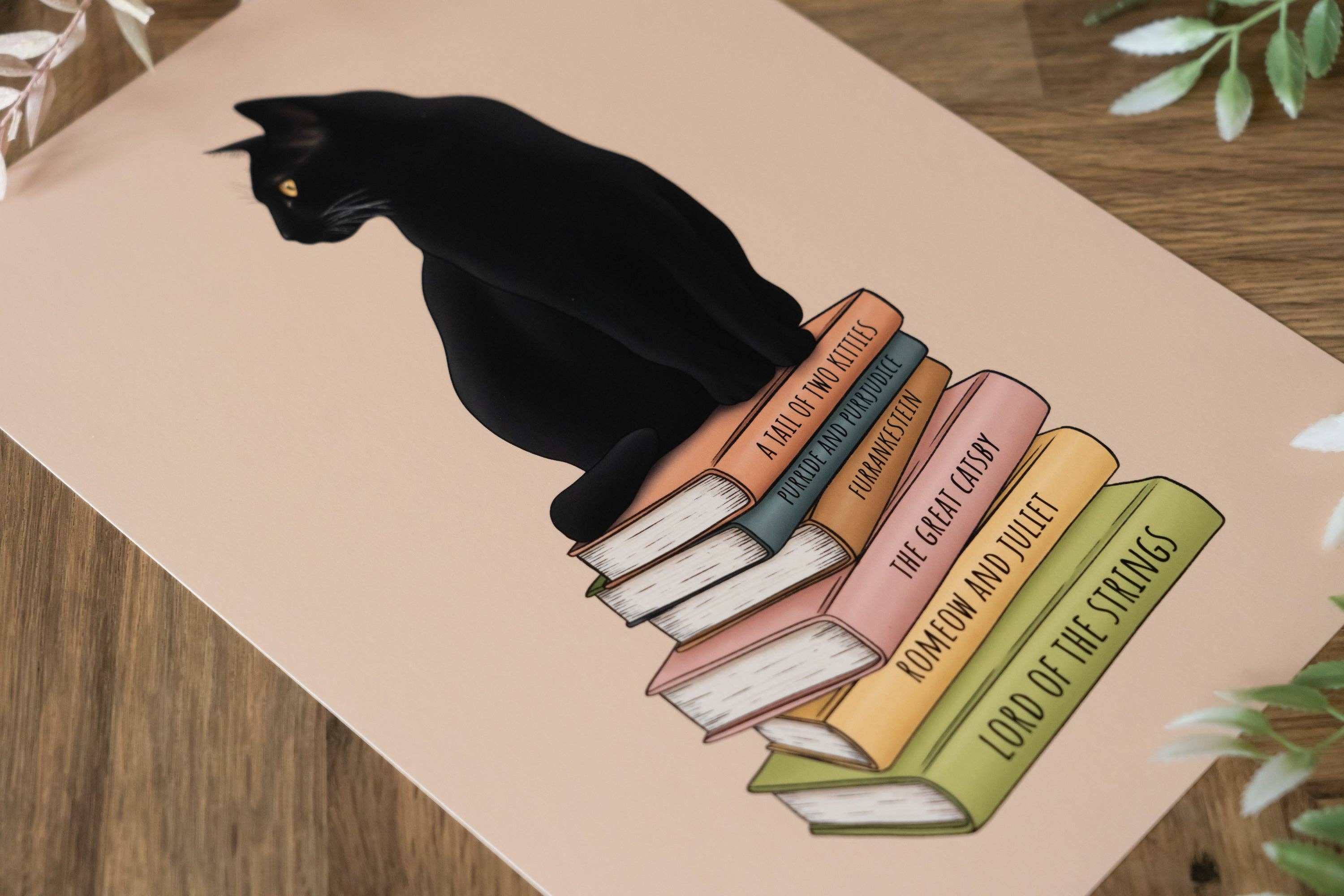 Hayley Jade Design Studio - Wholesale Art Print - Cat and Books Art Print3