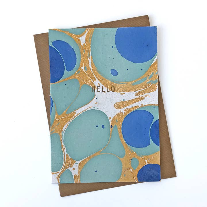Hand Marbled Card - Hello for wholesale by Sukie