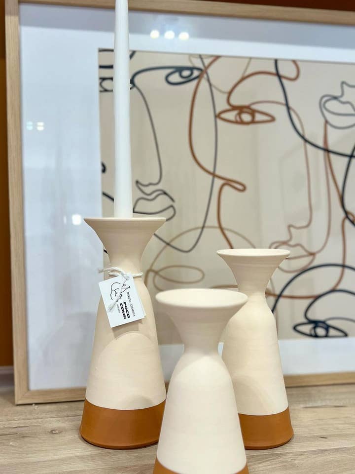 Handgjord ljusstake i keramik för wholesale av Cerámica Roca Caus