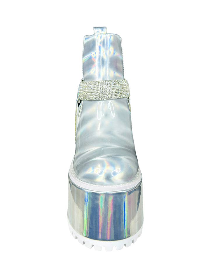 YRU Shoes - Wholesale Booties - Women's - GEMMA 2 - SILVER HOLOGRAM