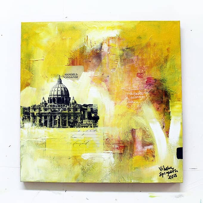 Pintura "La Ciudad Eterna" 60 x 60 cm para venta al por mayor de Poppydesign