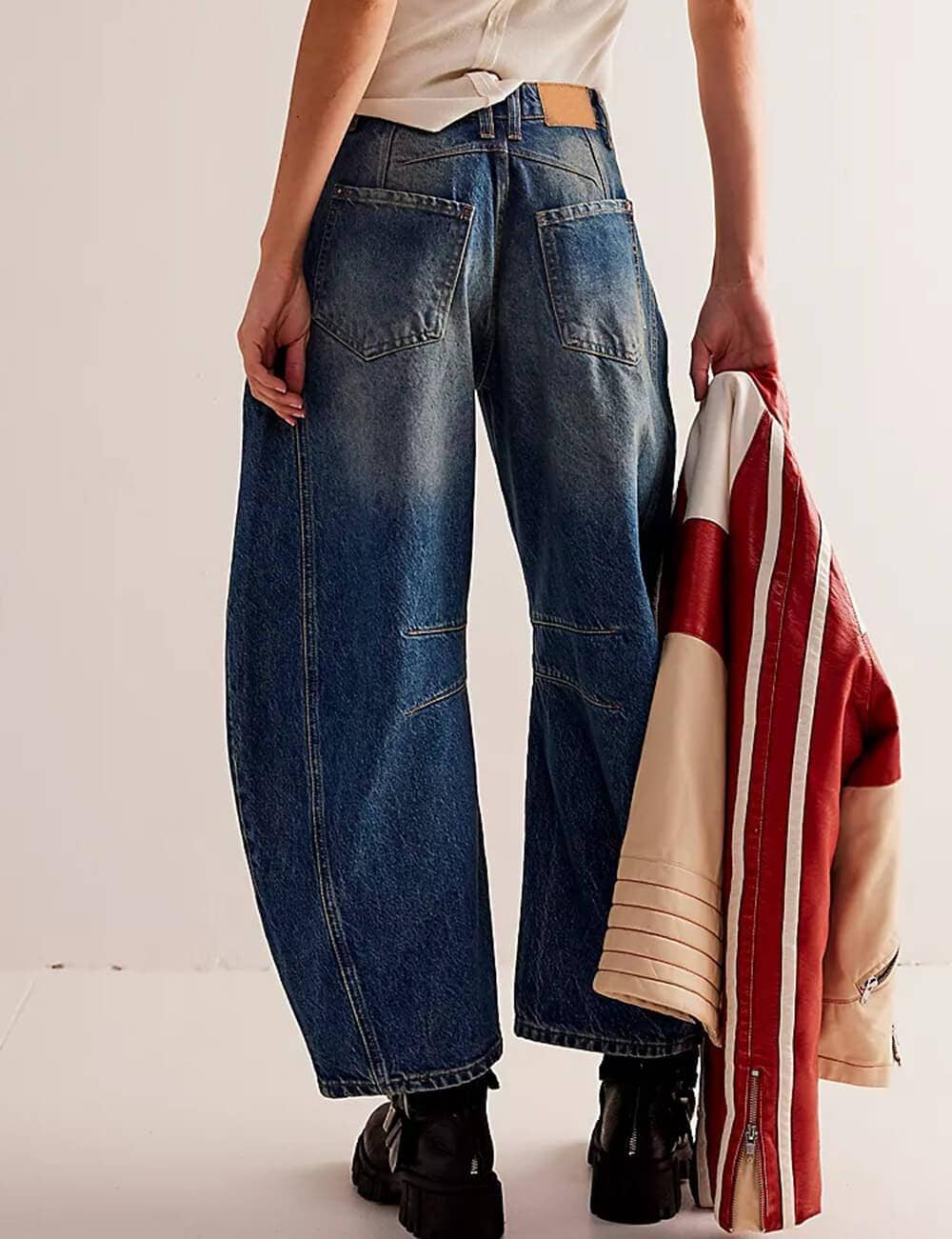 Sweetkama - Wholesale Jeans - Women's - Ladies Mid Rise Wide Leg Barrel Jeans SKP5228