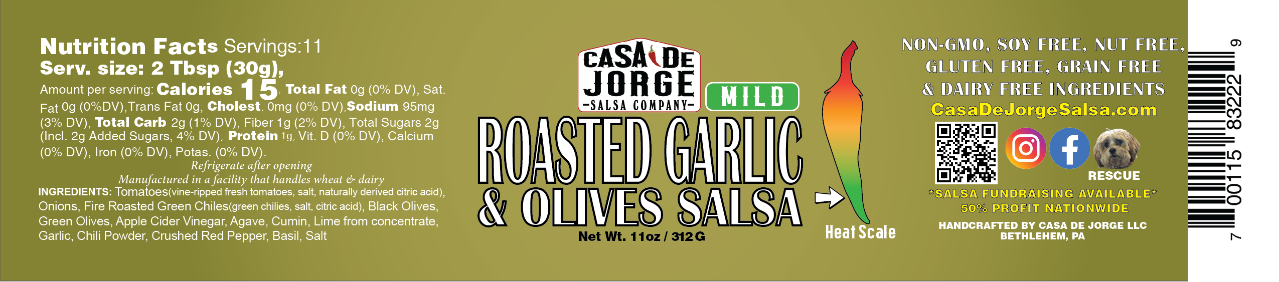 Casa De Jorge Salsa - Wholesale Salsa - Roasted Garlic & Olives - Mild1