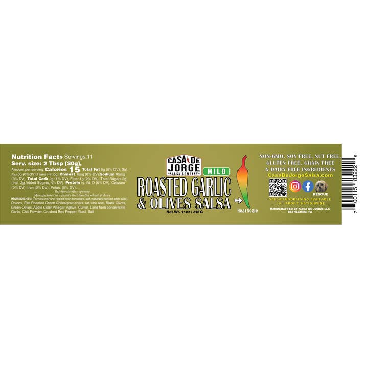 Casa De Jorge Salsa - Wholesale Salsa - Roasted Garlic & Olives - Mild1