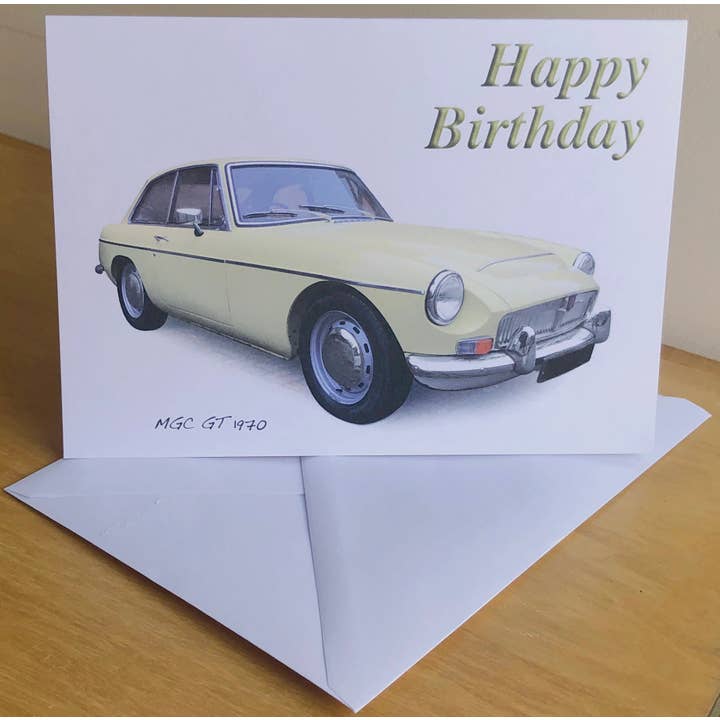 MGC GT 1970 - Carte d'anniversaire ou carte de vœux vierge 5 x 7 pouces pour la vente par Witherden's Workshop