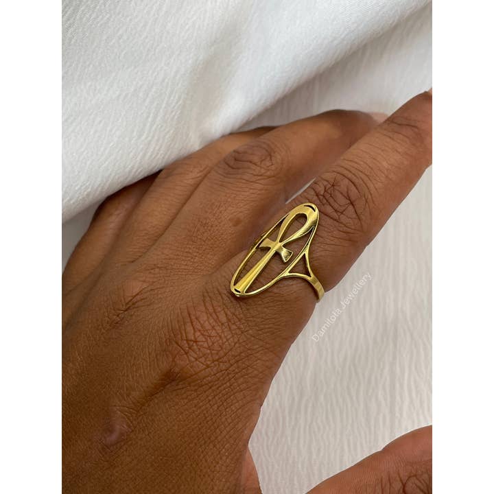 Large Oval Shape Ankh Ring for wholesale by Damilola Jewellery