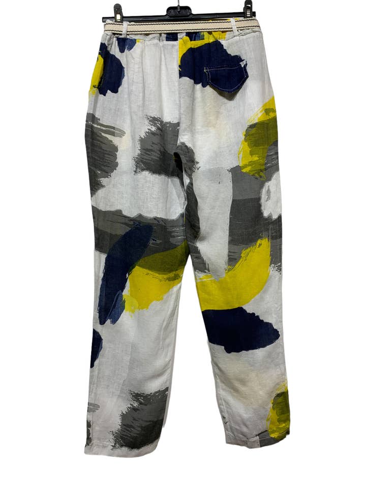 LINEN & COTTON HOUSE - Wholesale Pants - Women's - TROUSER IN LINEN 0541 ABSTRACT PRINT