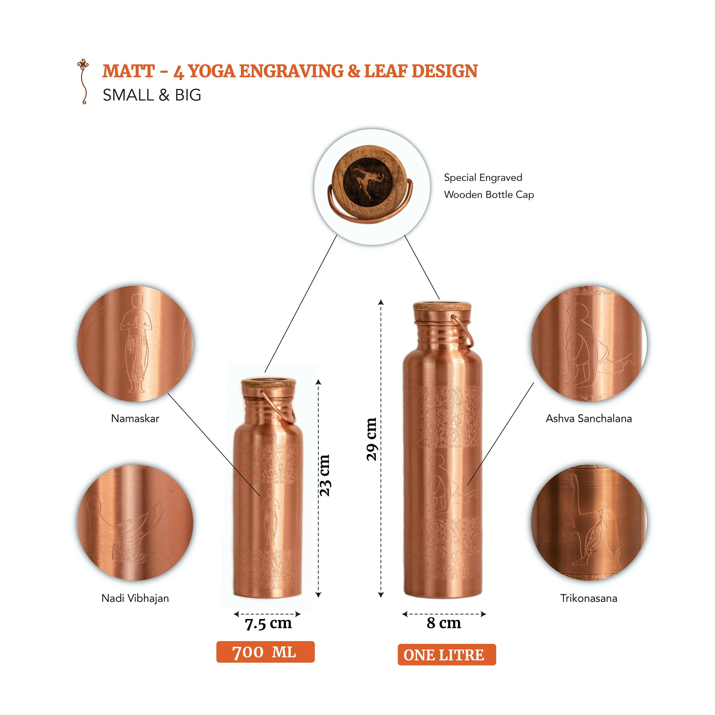 Yogis - Wholesale Water Bottle - Pure Copper (99%) Bottle - Engraved Yoga Posture3