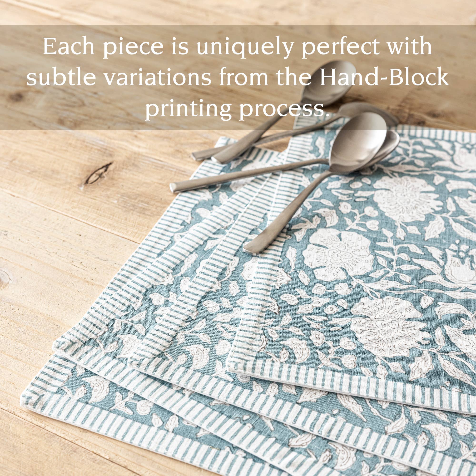 over&back - Wholesale Placemat - Artisan Hand-Blocked Placemats – 100% Cotton – Set of 445