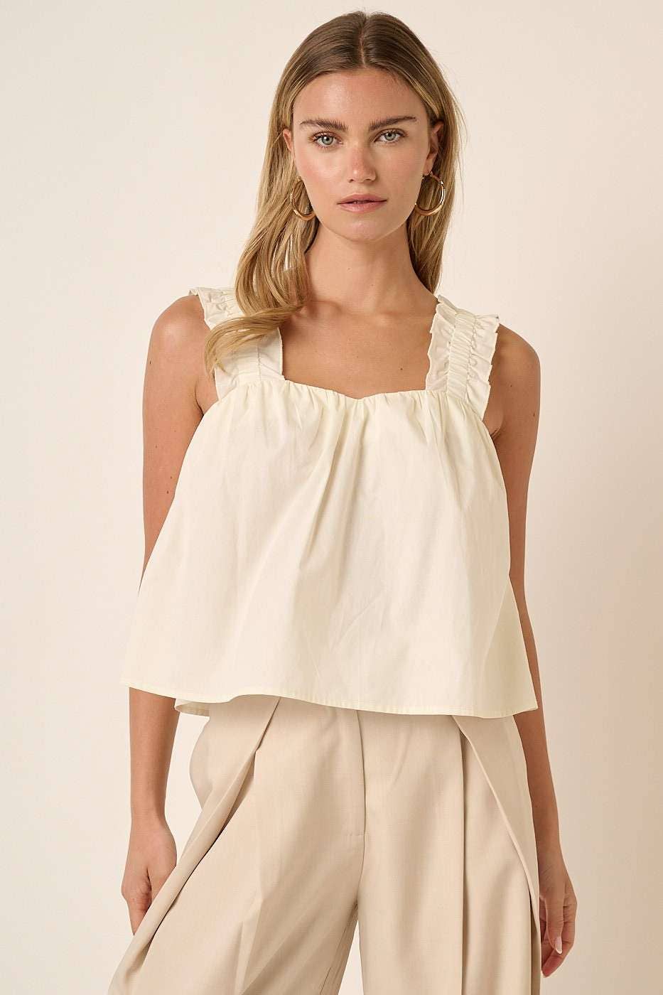 mittoshop - Wholesale Blouse - Women's - M15167-SEMI SWEETHEART NECK RUFFLE CROP TOP9