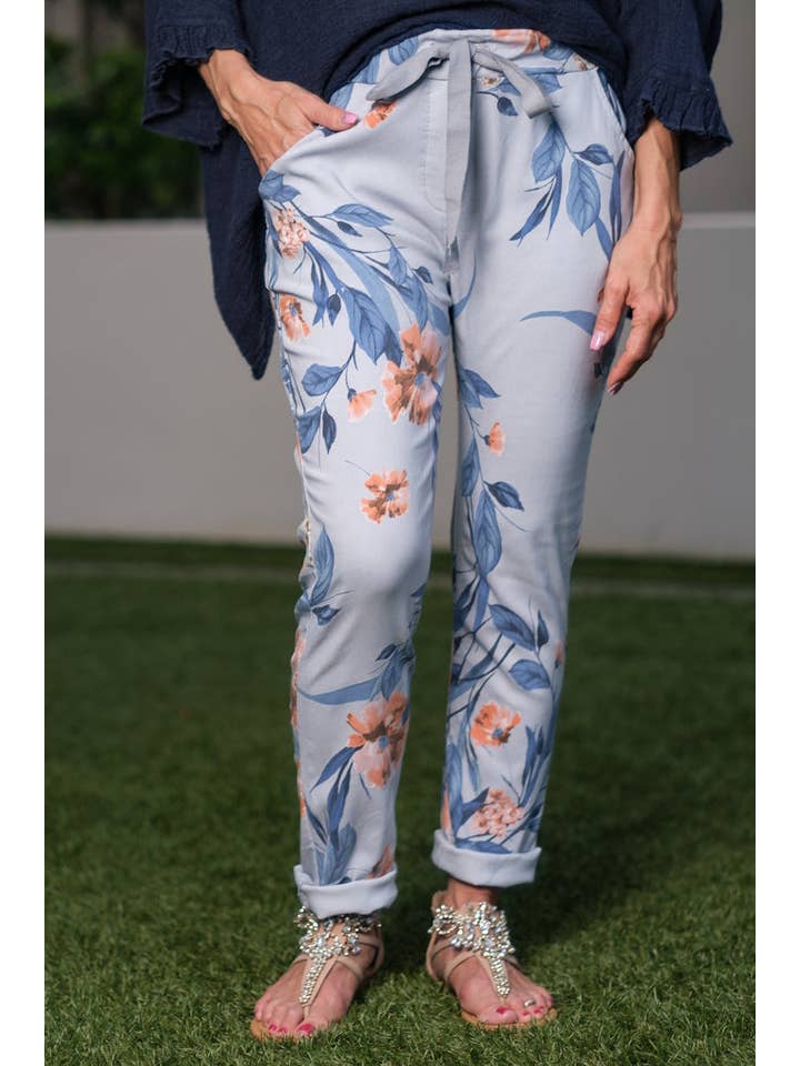 TINA Stephens Italy/Tees By Tina – Großhandel Hose – Damen – Roseann Hose mit Blumendruck (PL710F)1