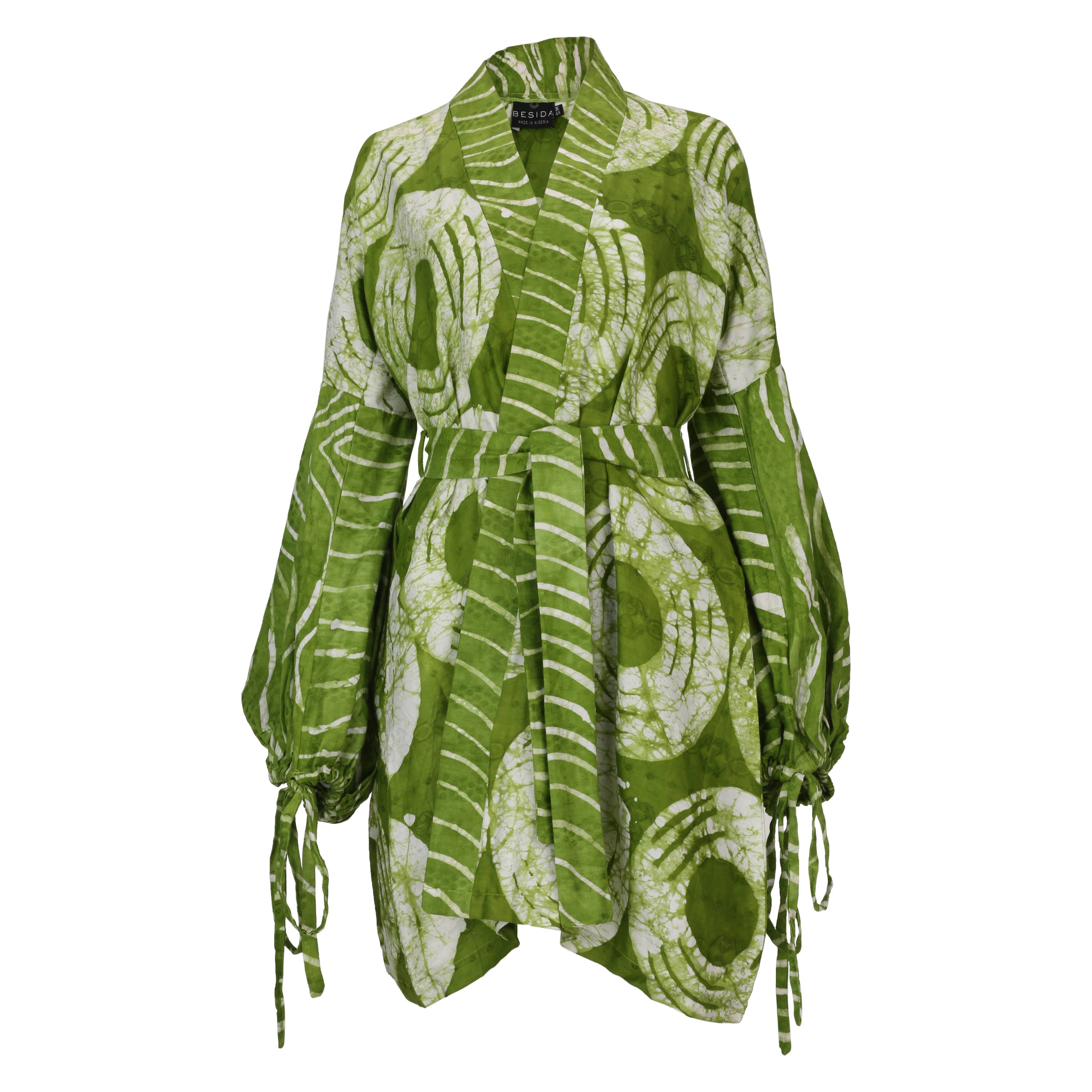 Besida - Wholesale Kimono - Women's - Mafarki Green African Print Hand Dyed Kimono5