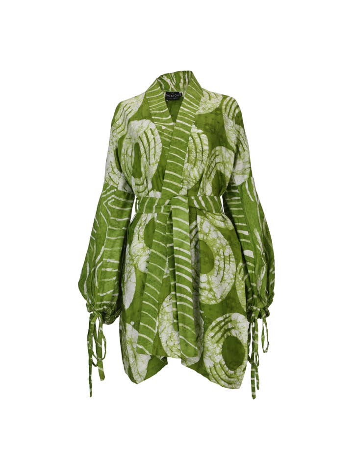 Besida - Wholesale Kimono - Women's - Mafarki Green African Print Hand Dyed Kimono5