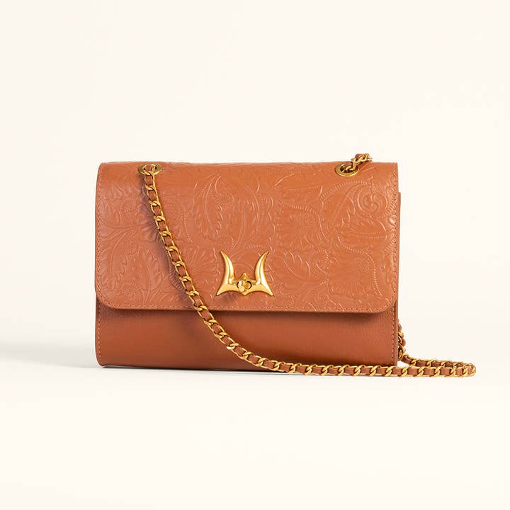 Loyal West Savi Small Embossed Leather Bag - Amber Glow for wholesale by Myra Bag