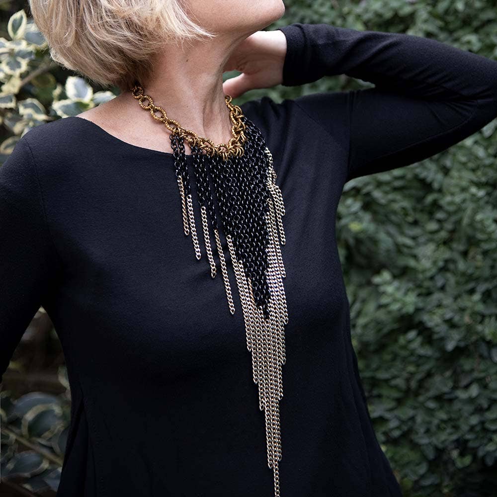 Laura Mariotti - luxury collection - Wholesale Link & Chain Necklace - HONEY GLOSSY - Cascata Catene Necklace1