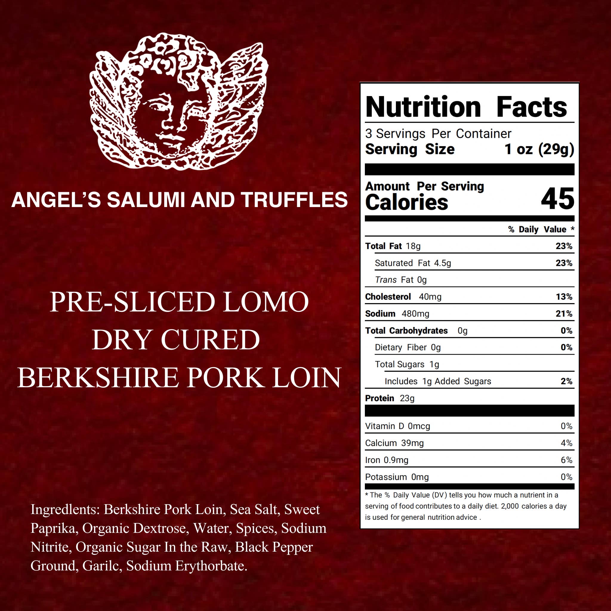 Angel's Salumi & Truffles - Wholesale Pork - Pre-Sliced Berkshire Lomo (3oz)3