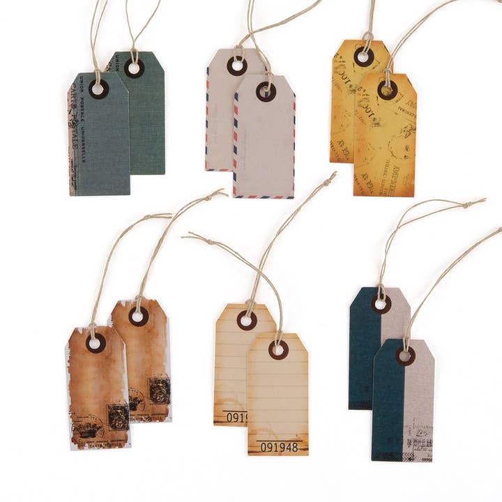 Weddingstar Inc. - Wholesale Gift Tag - "Well Traveled" Vintage Paper Shipping Tags With Twine Ties