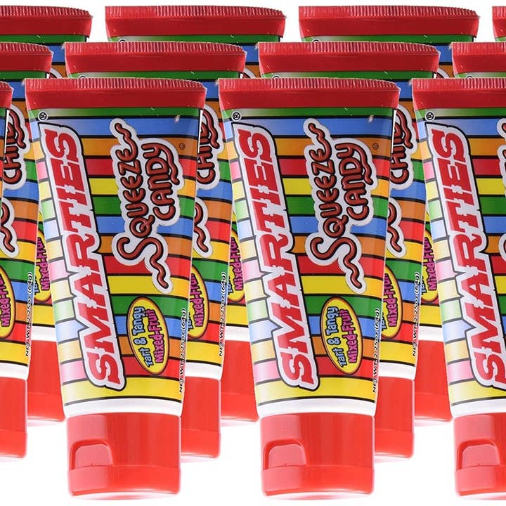 Smarties Squeeze 12 Ct 2.26 Oz Candy Tubes Tray for wholesale by Long Island Candy Factory