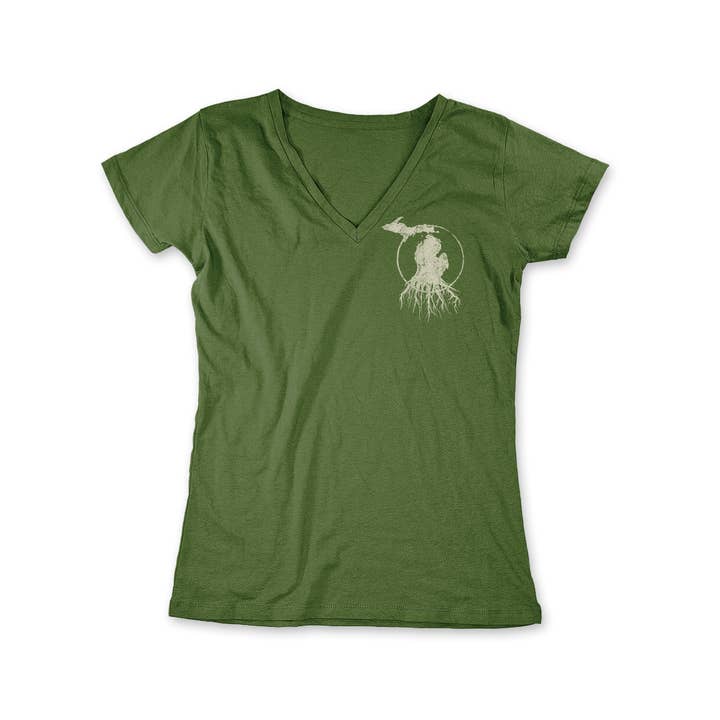 MI Roots - Ladies' V-Neck for wholesale by rooted in michigan