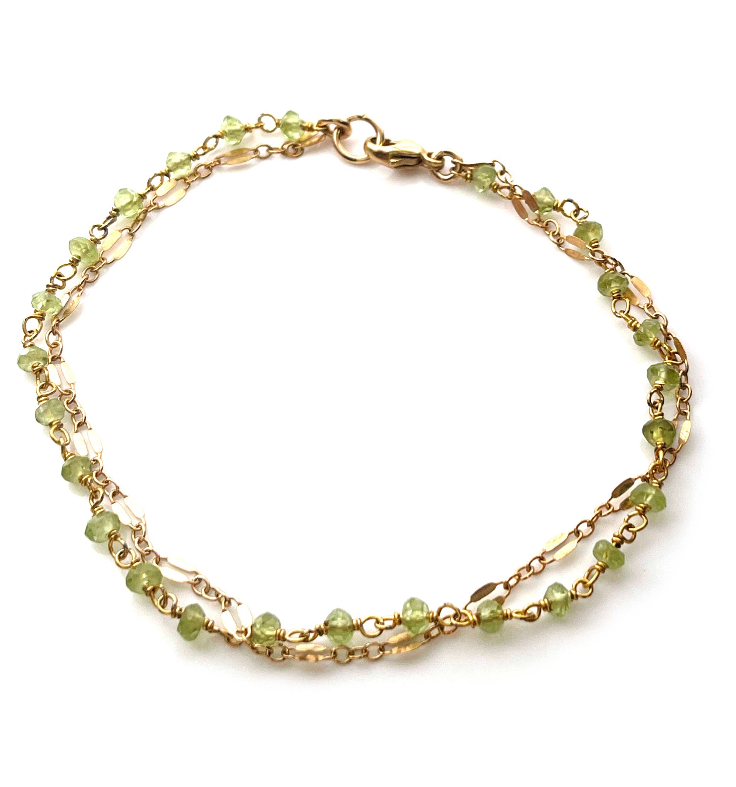 CY Design Studio - Wholesale Link & chain bracelet - Peridot Dual Chain Bracelet3