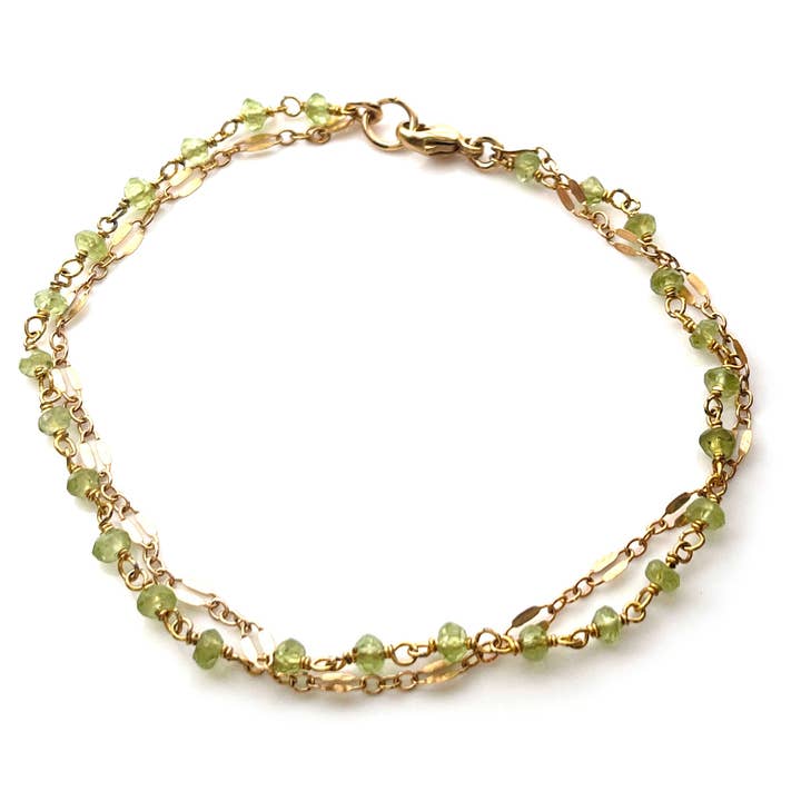 CY Design Studio - Wholesale Link & chain bracelet - Peridot Dual Chain Bracelet3