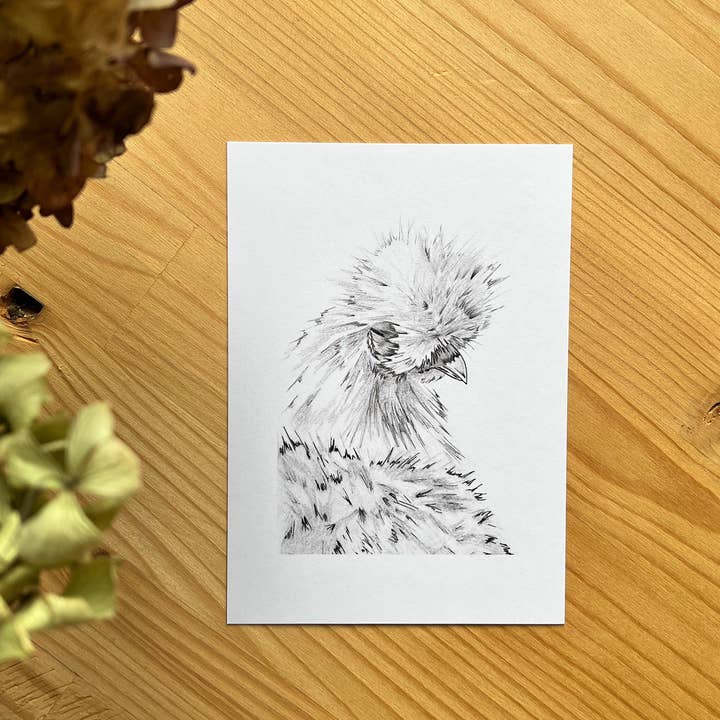 Postcard "Hen" (10.5 x 14.8 cm) for wholesale by Maëlle LESAGE