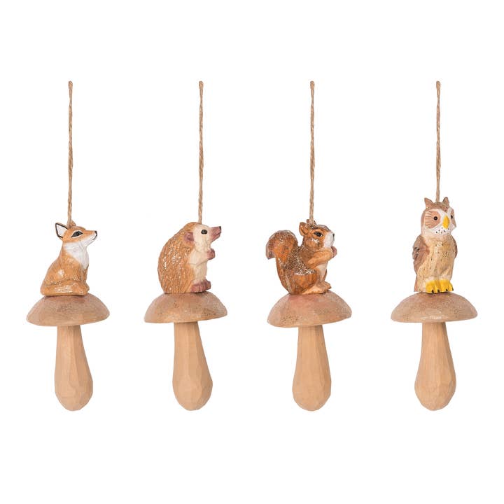 Christmas Mushroom With Animals Ornament Set 4 for wholesale by C&F Home