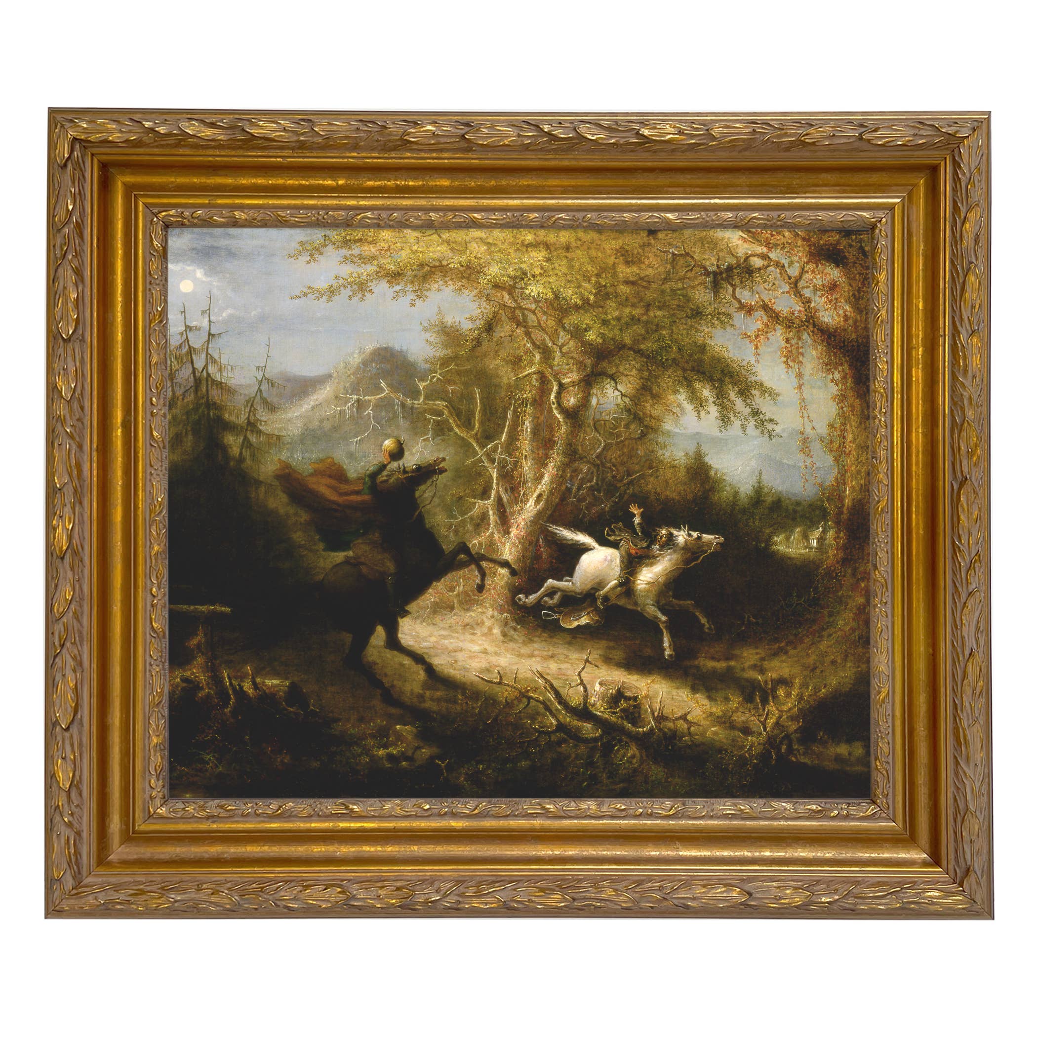Madison Bay Co. - Historical Home Decor Reproductions - Wholesale Schilderen/Tekenen - Schilderijafdruk van de Ruiter zonder Hoofd die Ichabod Crane Achtervolgt71