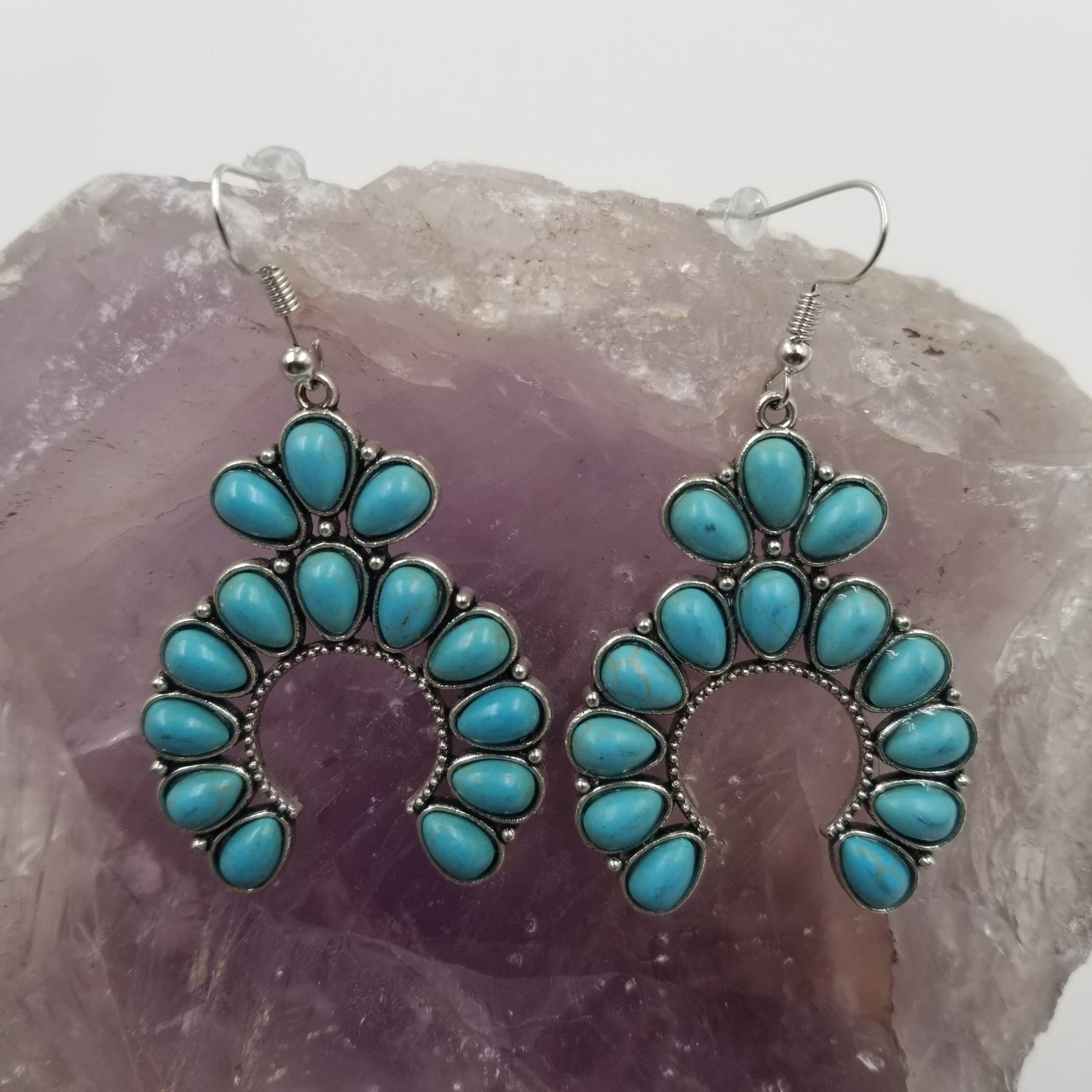 Turquoise Western Cow Girl Earrings  Living Horse Tails Jewellery by Monika