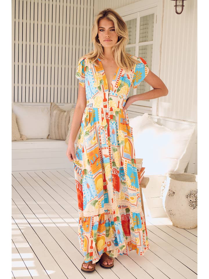 Jaase - Wholesale Dress - Women's - SUN LOUNGER PRINT TABITHA MAXI DRESS