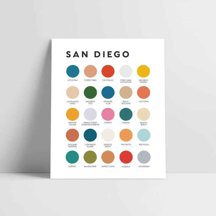 Lunch City Studio – wholesale Art print – San Diego Color Palette Print