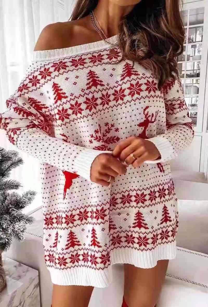 ESTEE BROWN - Wholesale Knit Sweater - Women's - Christmas long sweater - 870220