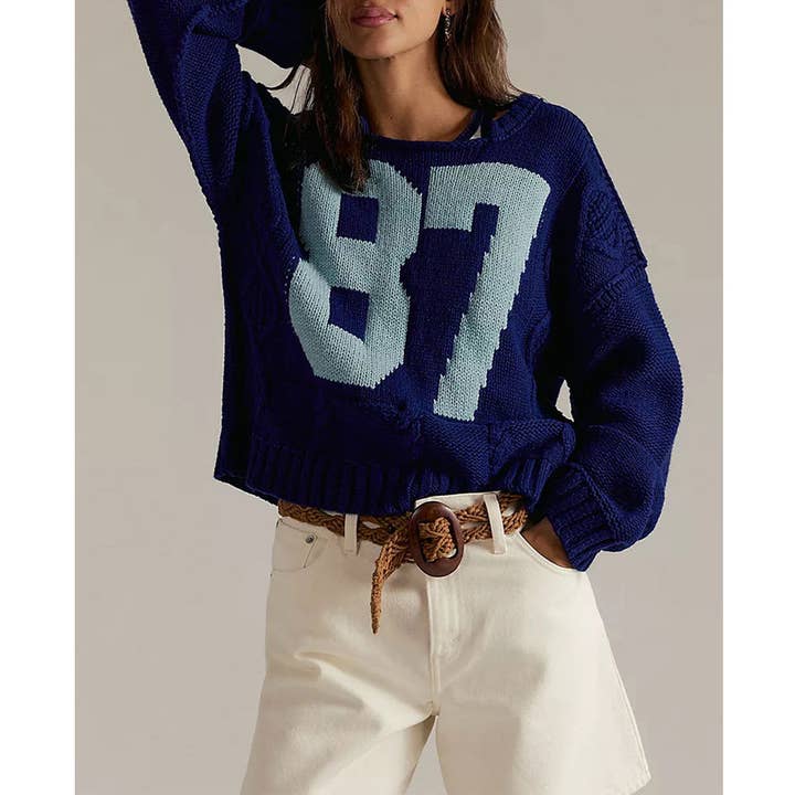 UNISHE - Wholesale Knit Sweater - Women's - Digital Colorblock Long Sleeve Knit Pullover Sweater SF1275