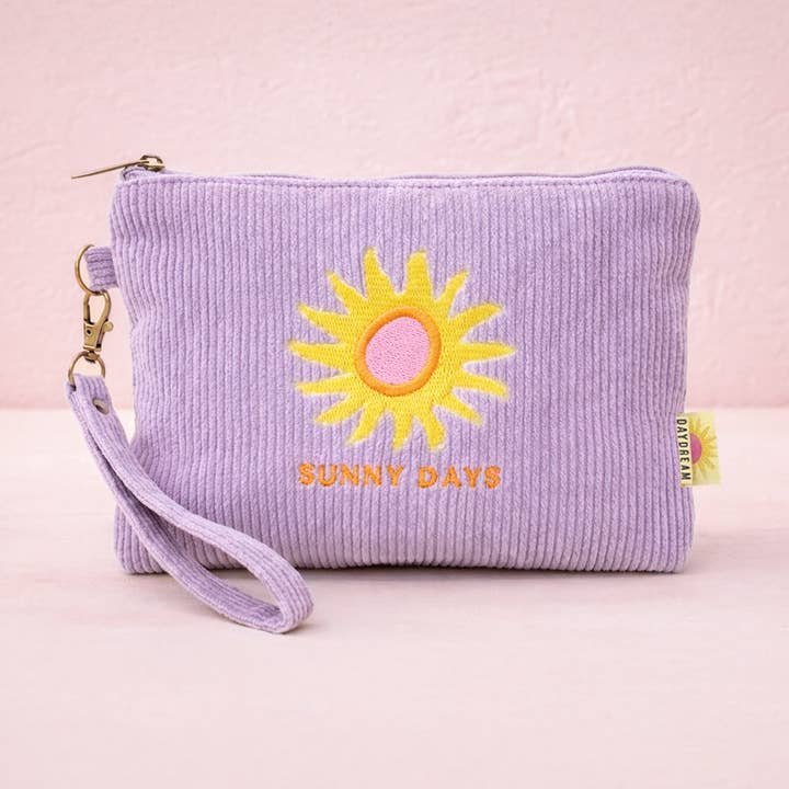 Pochette en velours côtelé brodé | Pochette poignet 7x5" | Jours ensoleillés pour la vente par Daydream Prints