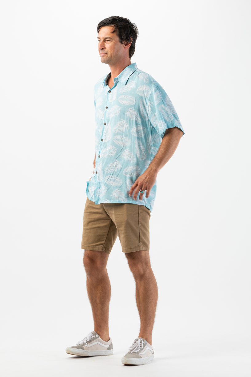 Palm Dusty Blue Aloha Shirt for wholesale on Faire3