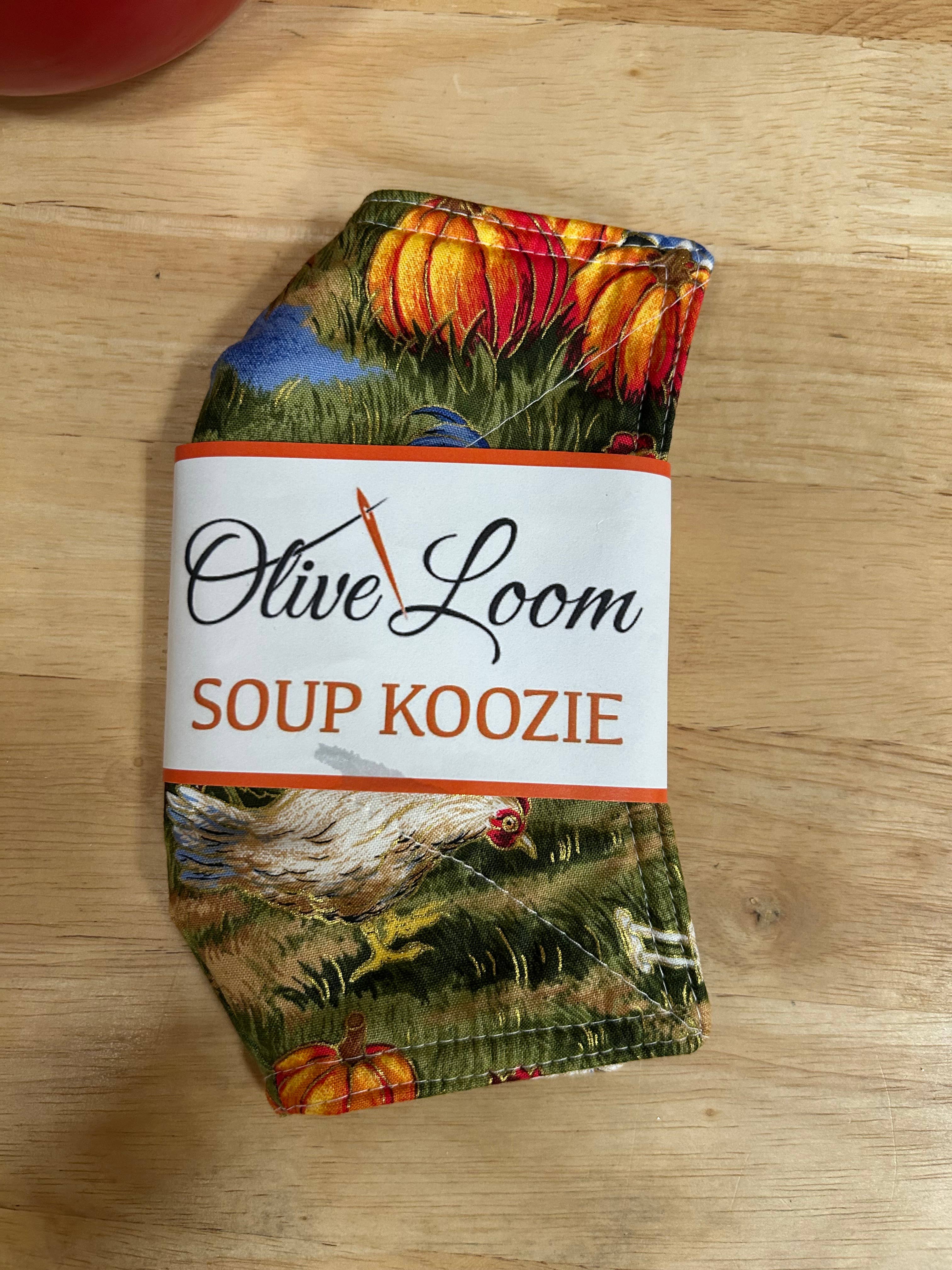Olive Loom - Wholesale Drink Huggers & Koozies - Soup Koozie - Hens & Roosters2