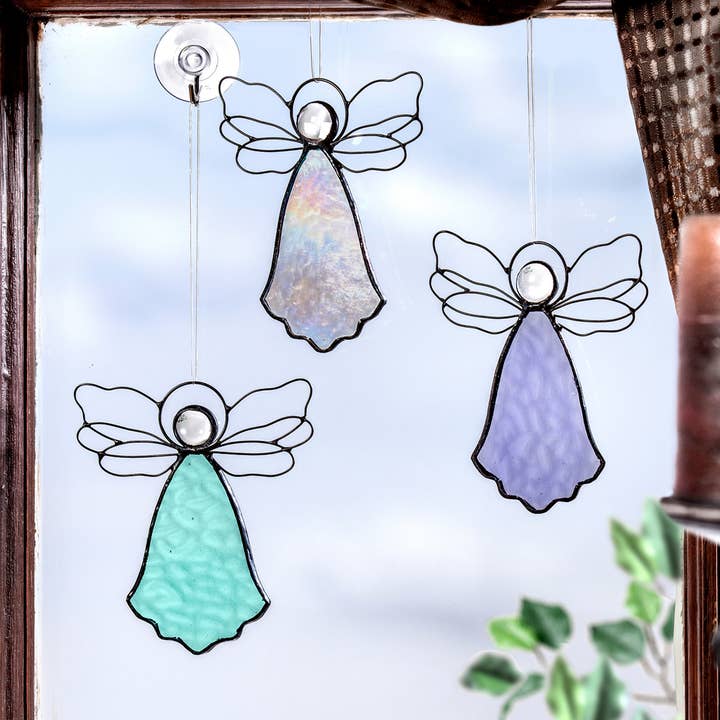 Angel Ornament Sun Catcher Stained Glass Christmas Orn 303 for wholesale by J Devlin Glass Art & Bert Anderson Collection