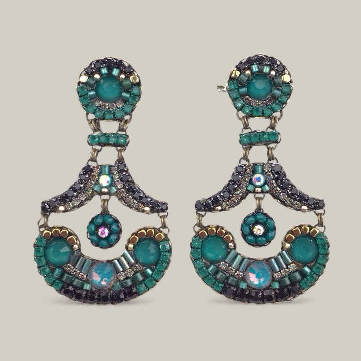 Dark Pine crystal earrings for wholesale by melizijewelry