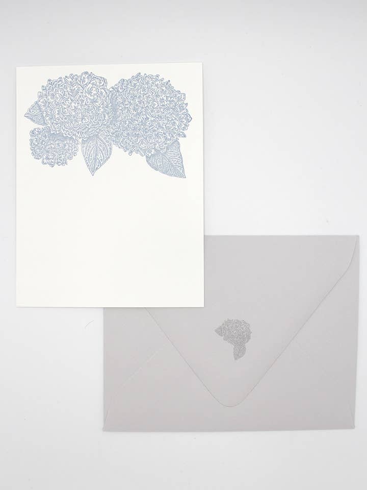 Hydrangea Flat Card Pack- Letterpress for wholesale by Rust Belt Love Paperie