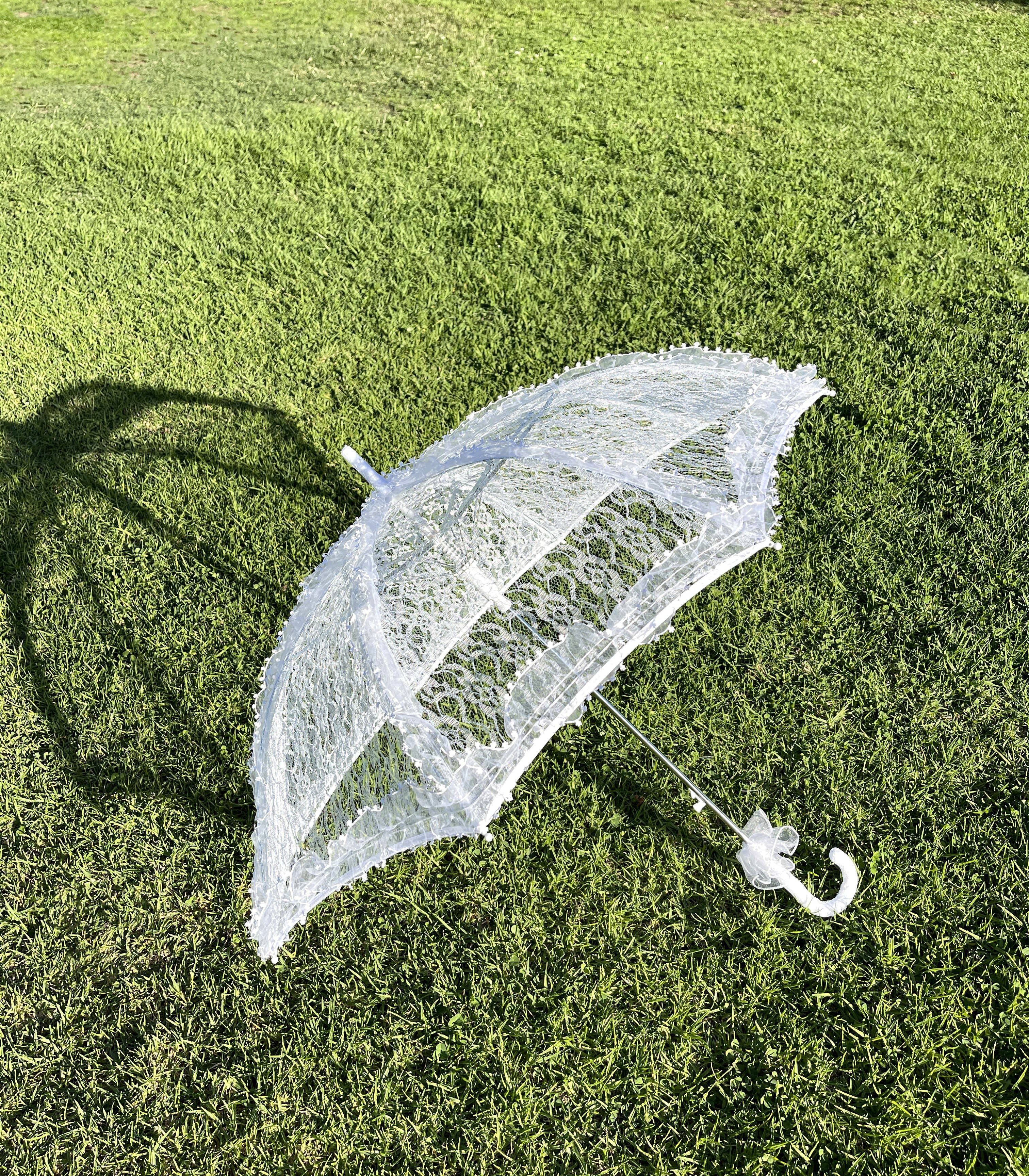 Floris Linens - Wholesale Umbrella - Women's - Rimmed White Lace Parasol