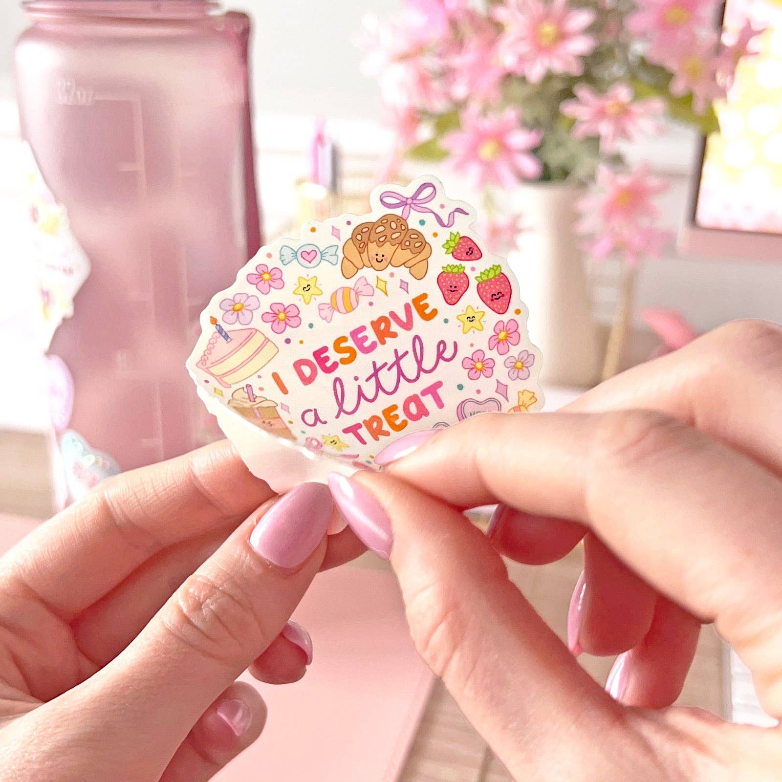 The Rosy Redhead - Wholesale Sticker - I Deserve A Little Treat Positive Cute Waterproof Sticker3