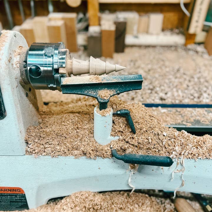 Make It Slow | Modern Woodworking the Old Fashioned Way - Wholesale Decorative Tabletop Object - Hand-turned Mini Woodland Forest Tree Set - Christmas Winter11