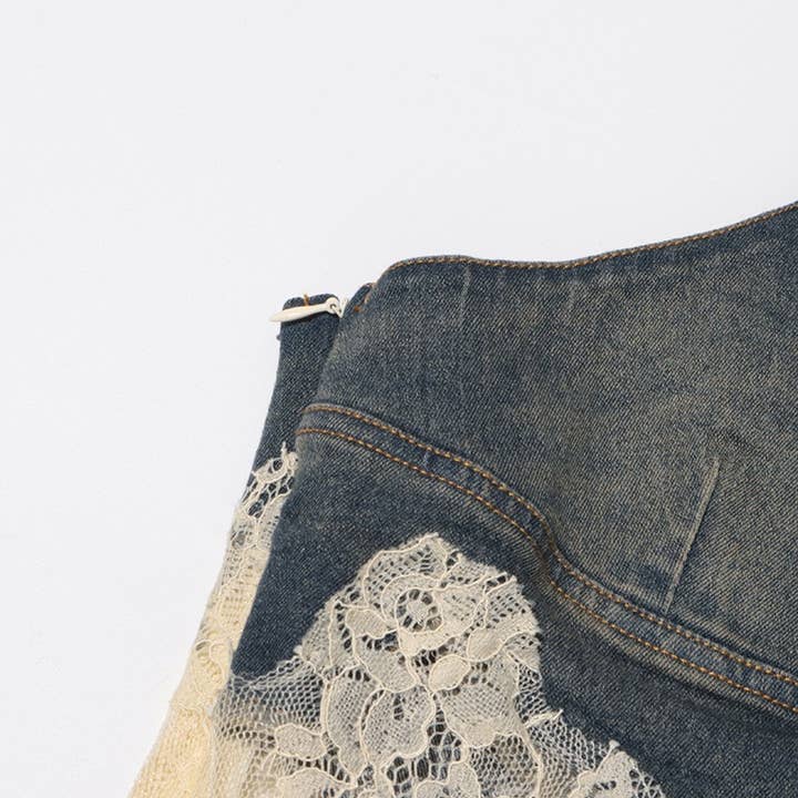 Multi Colored SET8-1 Sexy Lace Suspender Top & Denim Shorts Set for wholesale on Faire12