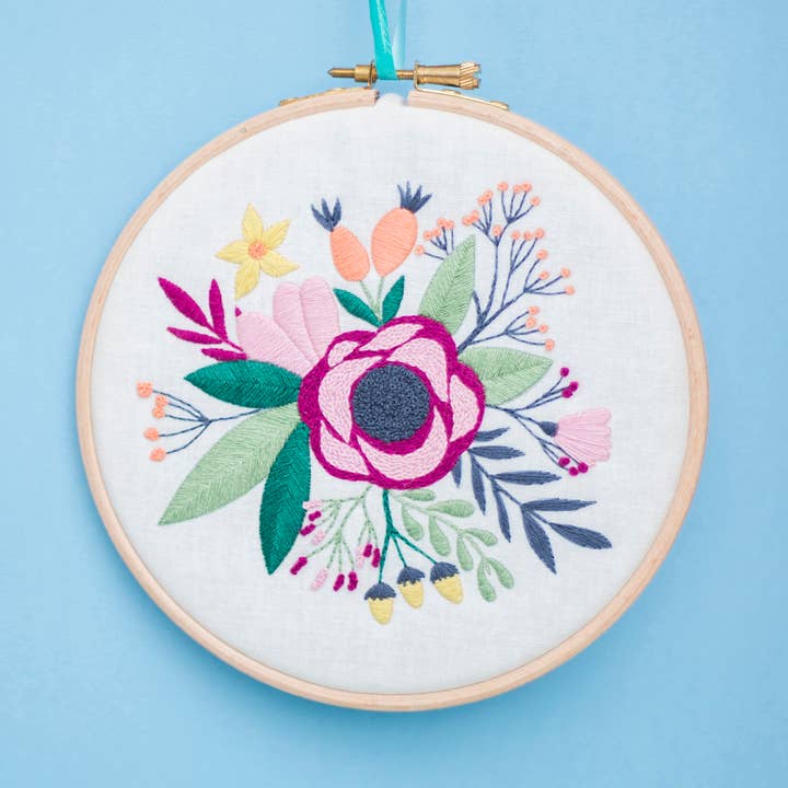 Poppy Floral Bouquet Handmade Embroidery Kit Hoop Art for wholesale by Oh Sew Bootiful