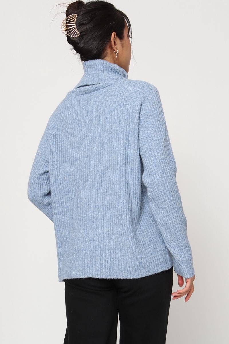 DIX-ONZE - Vente Pull en maille – femme - Pull Maille Côtelée – Col Roulé & Manches Longues46